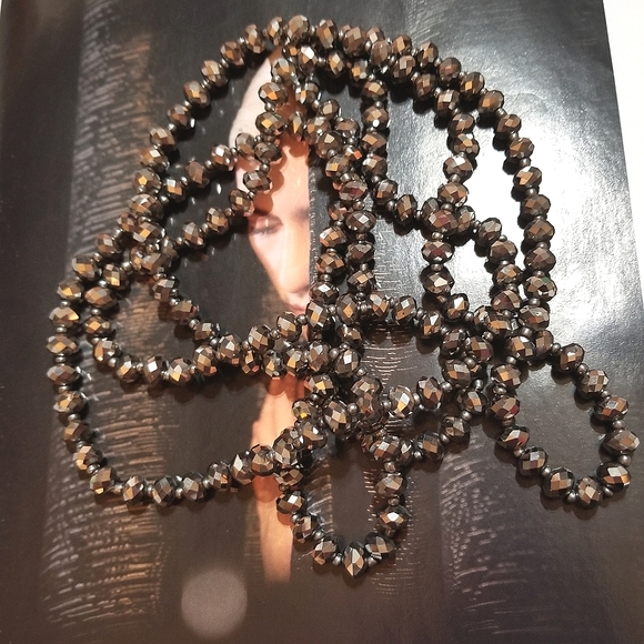 Vintage 58" Opera Length Hematite Swarovski Crystal Necklace - Picture 3 of 5